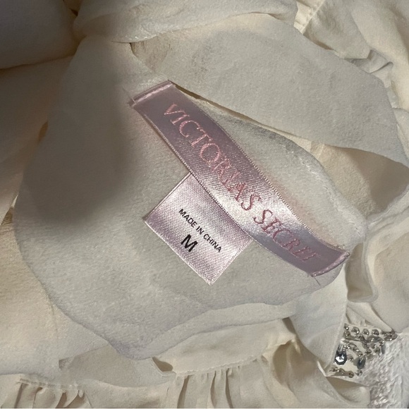 Victoria Secret Vintage Elegant Silk Cream Babydoll with Silver Sequins - Picture 5 of 6